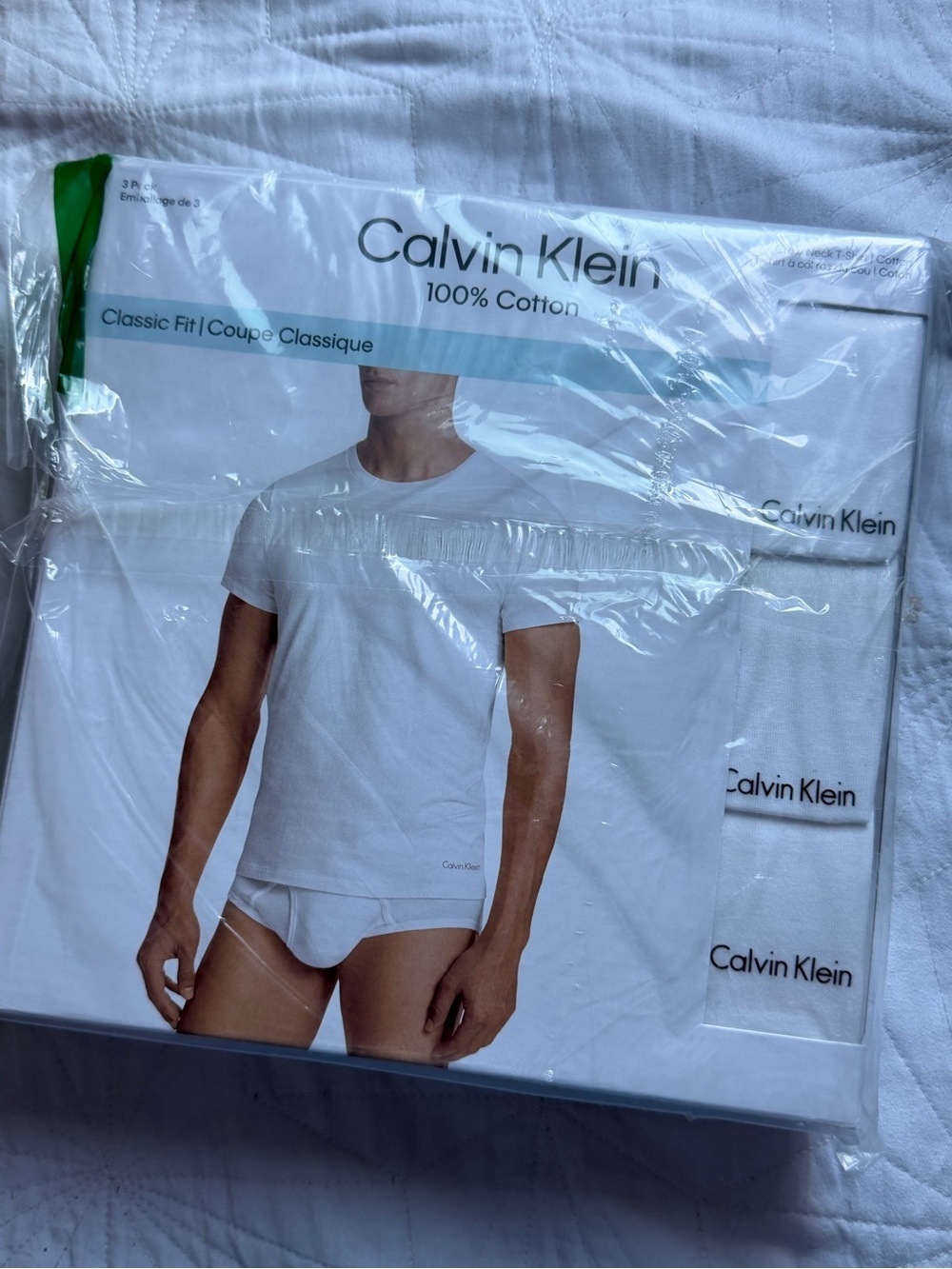 Calvin Klein Men's White Classic Fit 100% 3 pack L